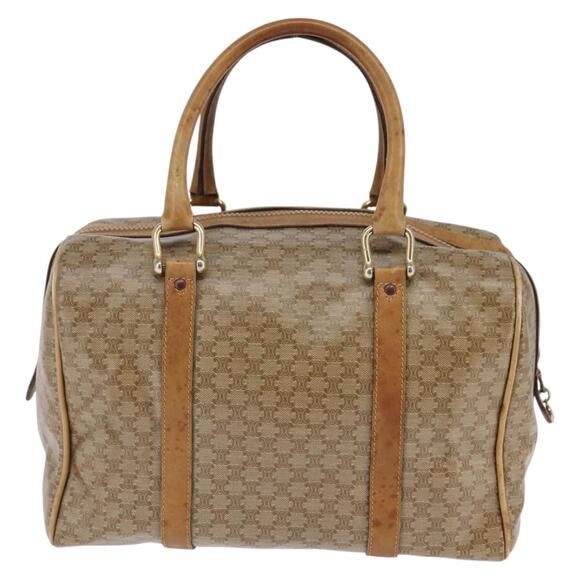 CELINE Macadam Canvas Boston Bag Pvc Beige Gold - Picture 3 of 12